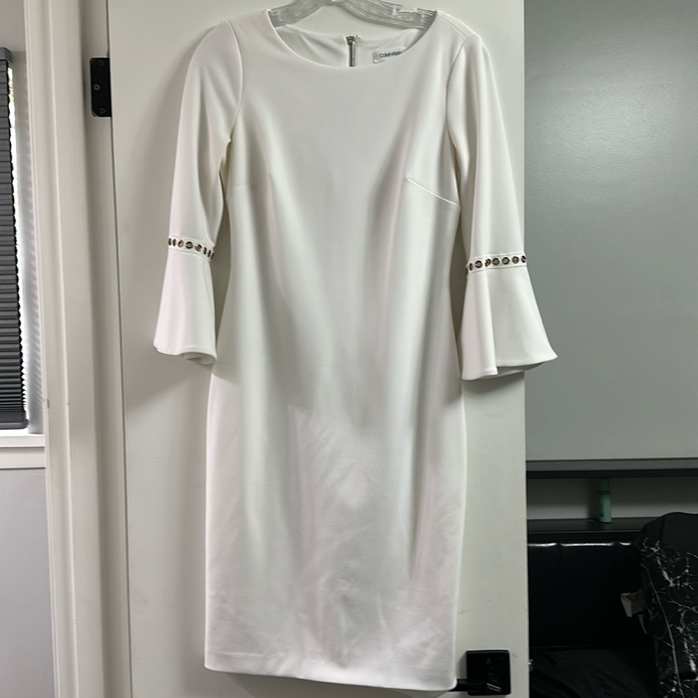 Calvin Klein white fitted dress